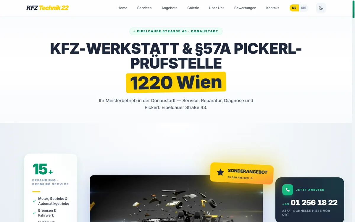 Website von KFZ Technik 22